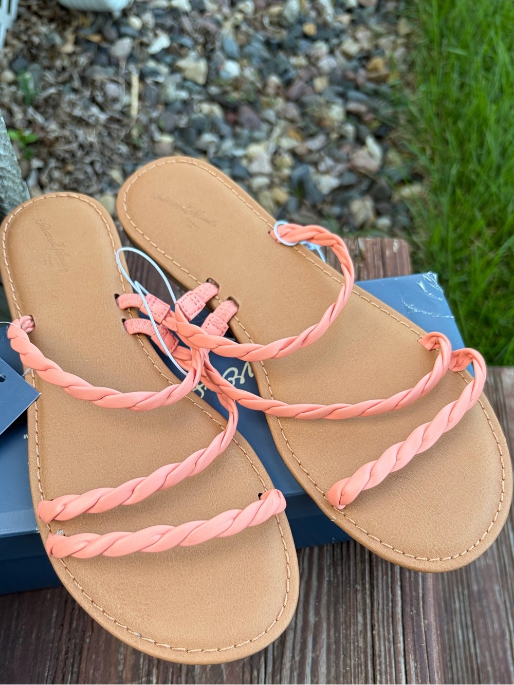 Universal Thread Coral Braided-Strap Slide Sandals